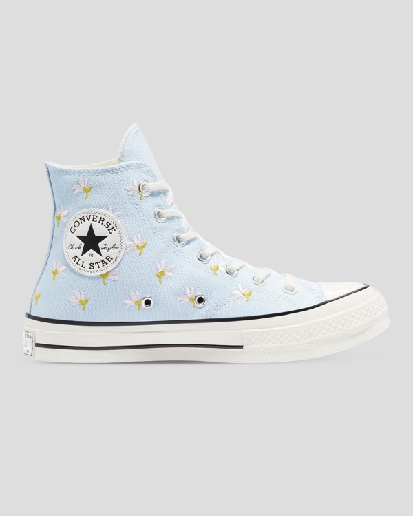 Converse Chuck 70 Embroidered Garden Party Blå Sko Danmark - Converse Høje Sneakers Dame - 42591MZYL